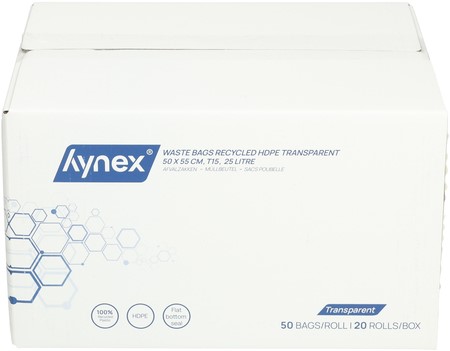 Afvalzak Hynex 50x55cm HDPE recycled T15 25L transparant rol à 50 stuks-3