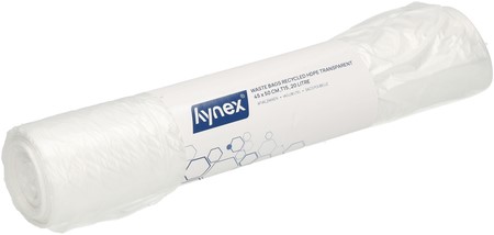 Afvalzak Hynex 45x50cm HDPE recycled T15 20L transparant rol à 50 stuks-2
