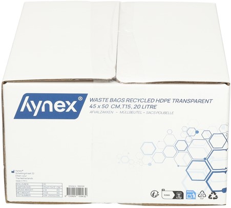 Afvalzak Hynex 45x50cm HDPE recycled T15 20L transparant rol à 50 stuks-4