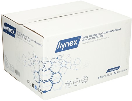 Afvalzak Hynex 63x70cm HDPE recycled T15 50L transparant rol à 50 stuks-4