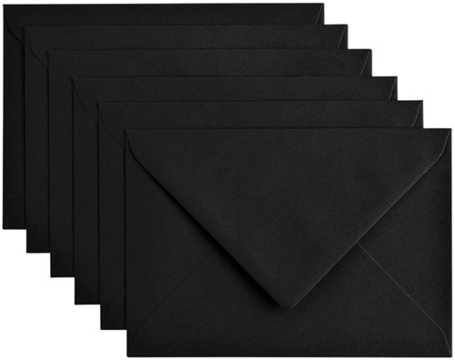 Envelop Papicolor C6 114x162mm ravenzwart pak à 6 stuks