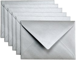 Envelop Papicolor C6 114x162mm metallic zilver pak à 6 stuks