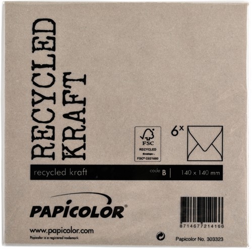 Envelop Papicolor 140x140mm kraft bruin pak à 6 stuks-3