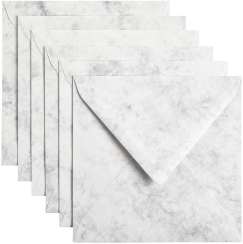 Envelop Papicolor 140x140mm marble grijs pak à 6 stuks