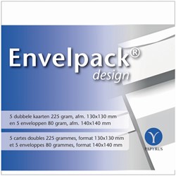 Dubbele kaart Papyrus Envelpack Design vierkant 140x140mm wit 894446 set van 5