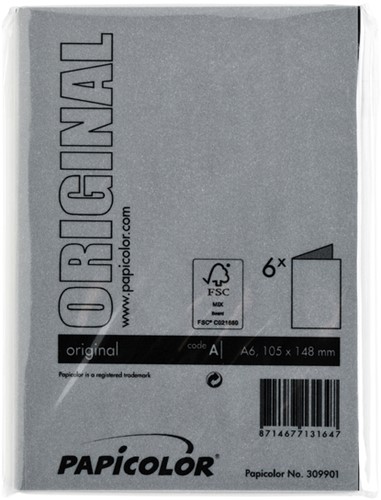Correspondentiekaart Papicolor dubbel 105x148mm ravenzwart pak à 6 stuks-3