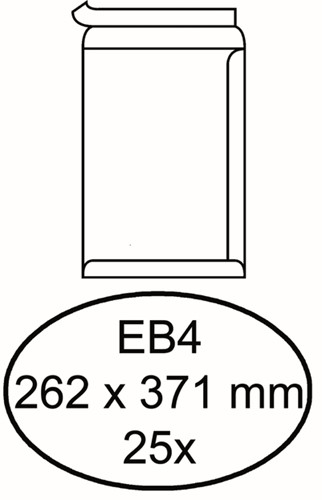 Envelop Hermes akte EB4 262x371mm zelfklevend wit pak à 25 stuks