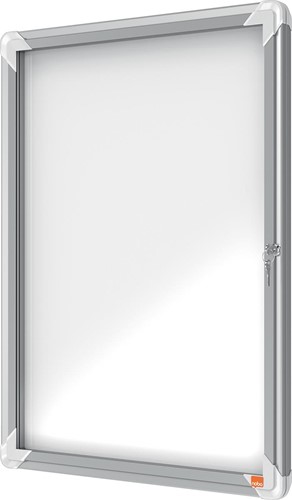 Buiten- binnenvitrine wand Nobo whiteboard 4xA4 met slot-2