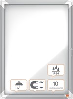 Buiten- binnenvitrine wand Nobo whiteboard 4xA4 met slot