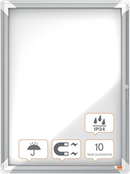 Buiten- binnenvitrine wand Nobo whiteboard 4xA4 met slot