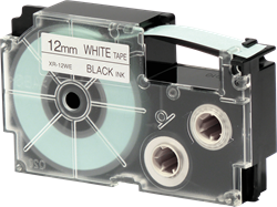 Labeltape Casio XR-12WE1 12mmx8m zwart op wit