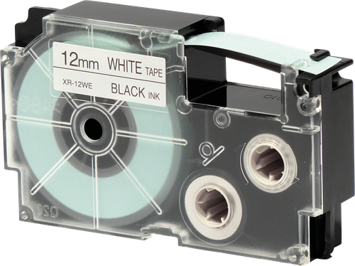 Labeltape Casio XR-12WE1 12mmx8m zwart op wit