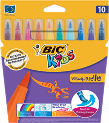 Viltstift Bic Visaquarelle assorti met penseelpunt etui à 10st