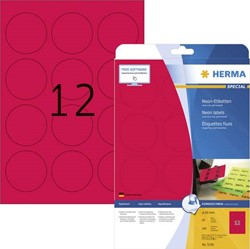 Etiket Herma 5156 rond 60mm neon rood 240stuks