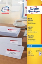 Etiket Avery J4792-25 63.5x29,6mm wit 675stuks
