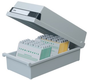 Kaartenbak Han A4 lang kunststof met deksel grijs