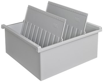 Kaartenbak Han A4 lang kunststof zonder deksel grijs