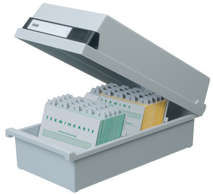 Kaartenbak Han A5 lang kunststof met deksel grijs