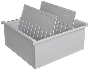 Kaartenbak Han A5 lang kunststof zonder deksel grijs