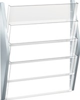 Folderhouder Helit 4 vakken A3 wand transparant/zilver-2