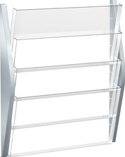 Folderhouder Helit 4 vakken A3 wand transparant/zilver-2