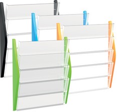 Folderhouder Helit 4 vakken A3 wand transparant/zwart-2