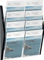 Folderhouder Helit 4 vakken A3 wand transparant/zwart