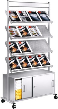 Folderstandaard Kerkmann Artline 16xA4 met onderkast aluminium