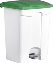 Afvalbak Helit met pedaal 70liter kunststof wit/groen