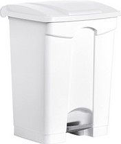 Afvalbak Helit met pedaal 70liter kunststof wit/wit