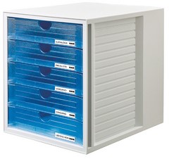 Ladenbox Han 1450-FO-64 5 laden met front grijs/transparant blauw