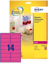 Etiket Avery L7363P 99.1x38.1mm neon roze 350stuks