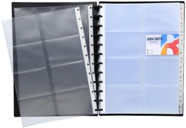 Visitekaartenmap Exacompta voor 192kaarten kunststof zwart 