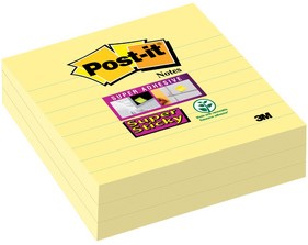 Memoblok 3M Post-it 675-SS3-CY Super Sticky 101x101mm lijn geel p/3