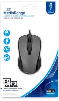 Muis MediaRange optisch met 3 knoppen usb zwart