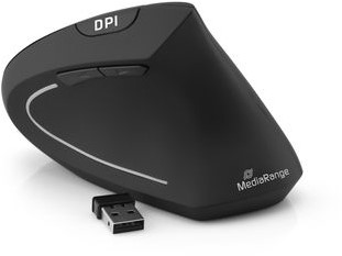 Ergonomische Muis MediaRange 6 knoppen draadloos rechts zwart-3