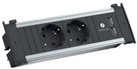 Stekkerblok inbouw Bachmann Kapsa S 2x230V & 2xUSB zwart