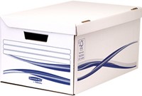 Archiefdoos Bankers Box Basic fold flip top maxi wit blauw p/10 stuks