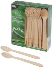 Theelepel Papstar Pure voor koffie en thee hout 100 stuks