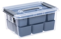 Opbergbox Plast Team Probox DIY draagbaar 12-vaks kunststof grijs