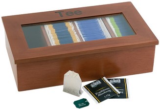 Theedoos APS 4-vaks hout donkerbruin