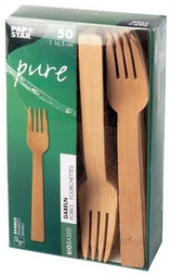 Vork Papstar Pure 165mm bamboe 50 stuks