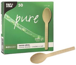 Theelepel Papstar Pure 110mm bamboe 50 stuks