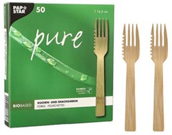Mes/vork Papstar Pure 145mm bamboe 50 stuks