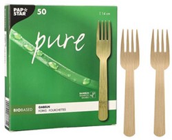 Vork Papstar Pure 140mm bamboe 50 stuks
