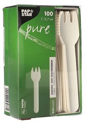 Mes/vork Papstar Pure 127mm papier 100 stuks