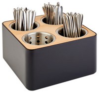 Bestekhouder APS hout/kunststof 4-vakken zwart