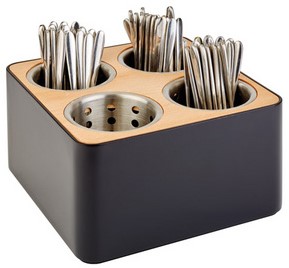 Bestekhouder APS hout/kunststof 4-vakken zwart