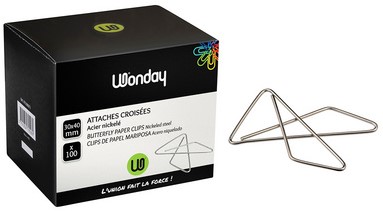 Vlinderclip Wonday vernikkeld 30x40mm 100stuks