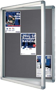 Vitrinekast Franken ECO voor buiten (15xA4) 118x99cm textiel grijs-2